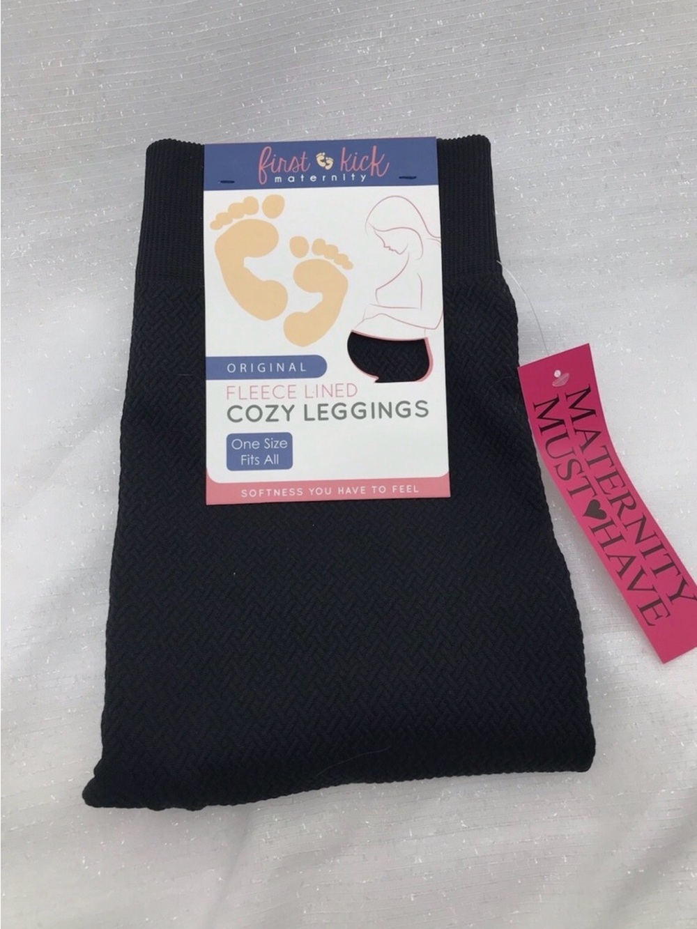 First Kick Maternity Black Fleece-Lined Cozy Leggings - One Size